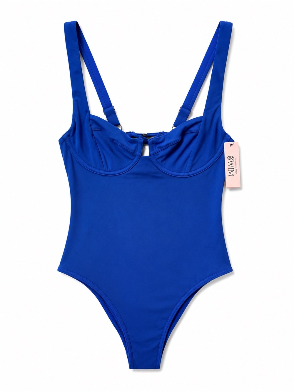 Sexy Victoria’s Secret Swim One Piece Swimsuit Blue Underwire Lace Up NWT Size S